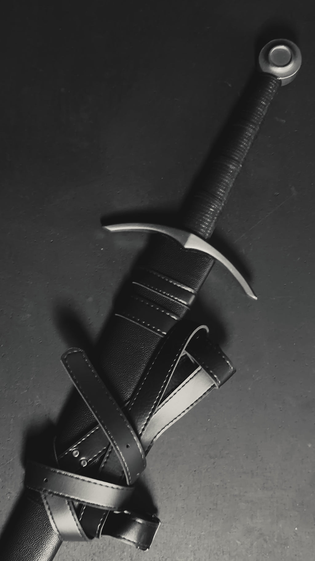 Hand-Forged 1060 Steel Medieval Sword with Leather Strips | SSM017