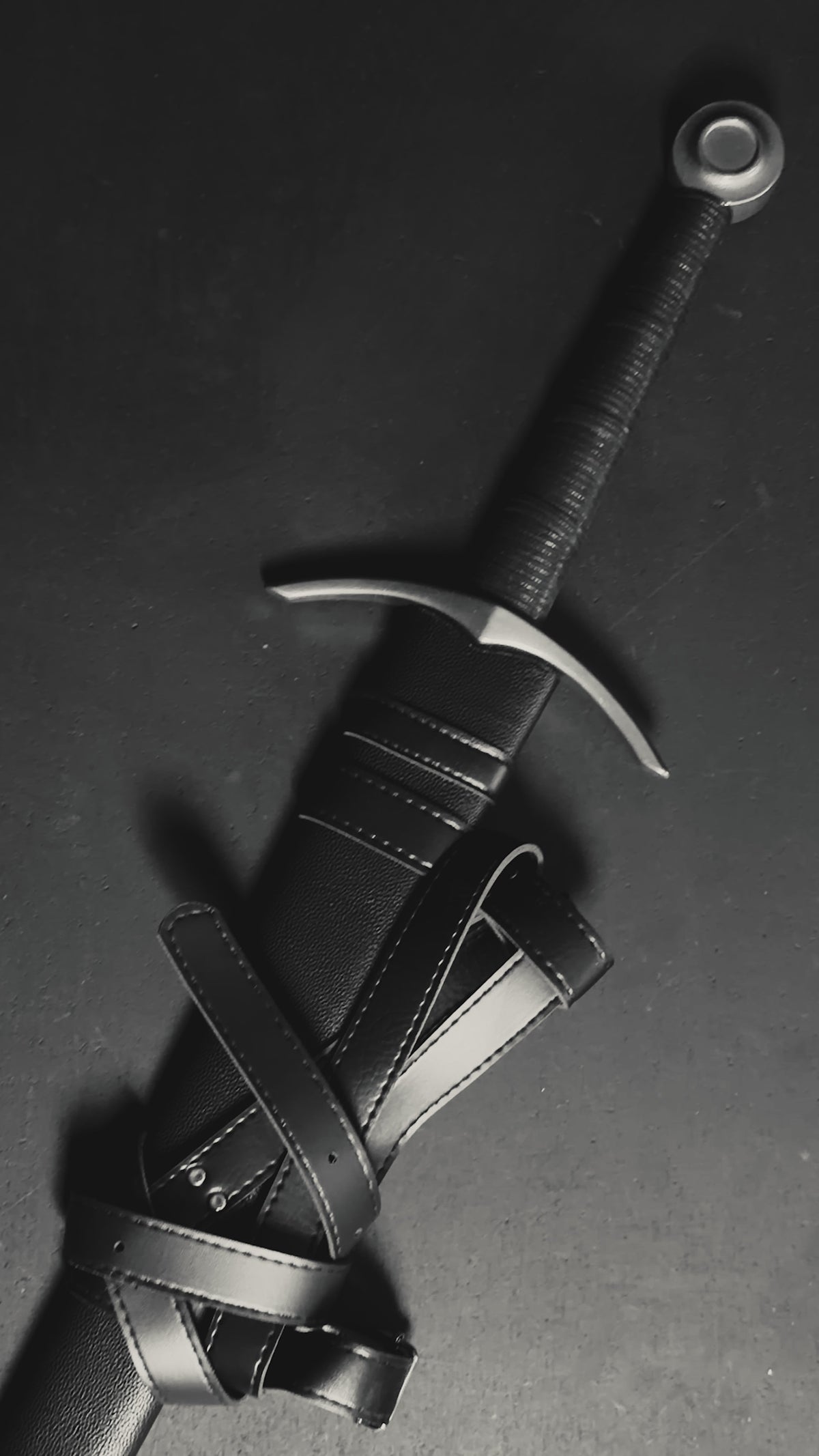 Hand-Forged 1060 Steel Medieval Sword with Leather Strips | SSM017