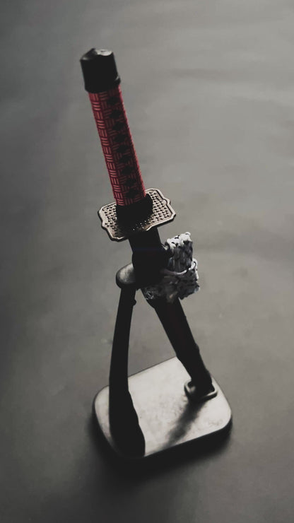 Blue Mini Katana Letter Opener with Stand
