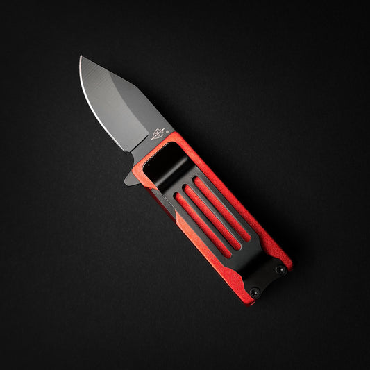 Red Spring Assisted Knife Lighter Case with a sleek design and durable blade for everyday use