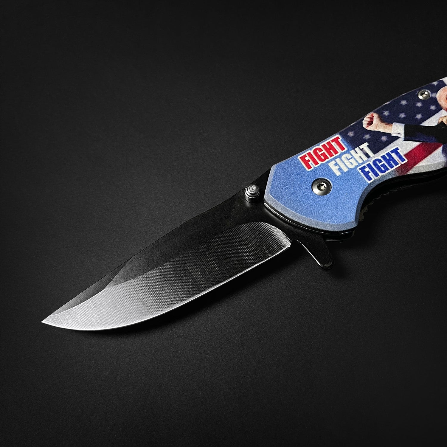 Fight Fight Fight President Trump Pocket Knife with spring assisted opening and patriotic design