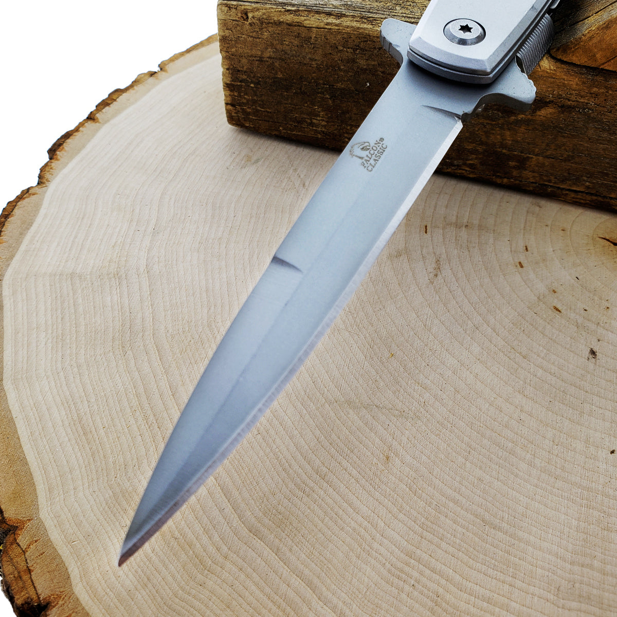 Wholesale Falcon Wooden Handle Pocket Knives for Resellers with Spring Assisted Mechanism