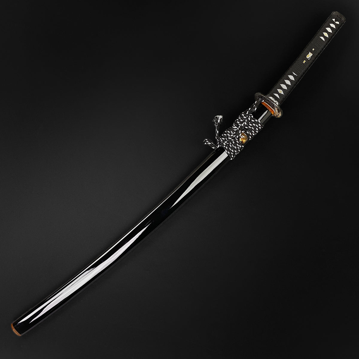 Wholesale Musashi Samurai Sword Katana with a sleek black blade and textured grip for collectors