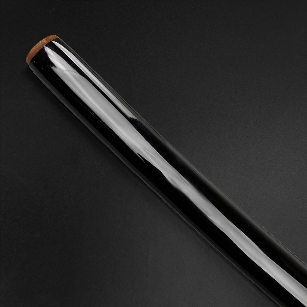 Close-up of the scabbard of a Wholesale Musashi Samurai Sword Katana in glossy black finish