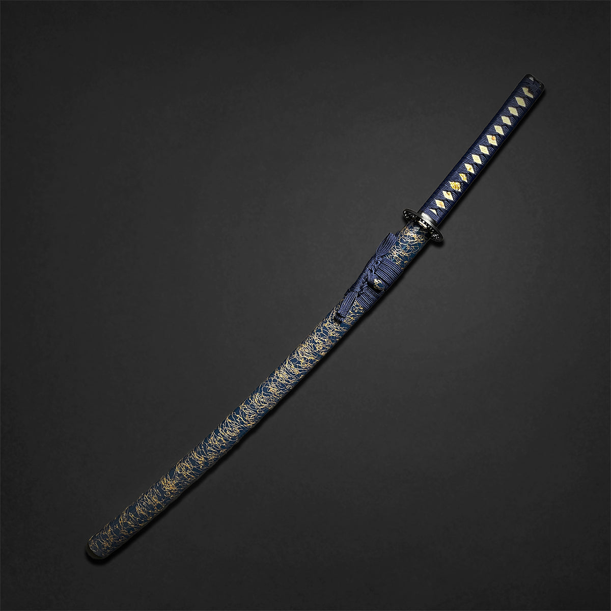 Wholesale Musha Samurai Sword Katana with Navy Scabbard and Decorative Handle Wrap