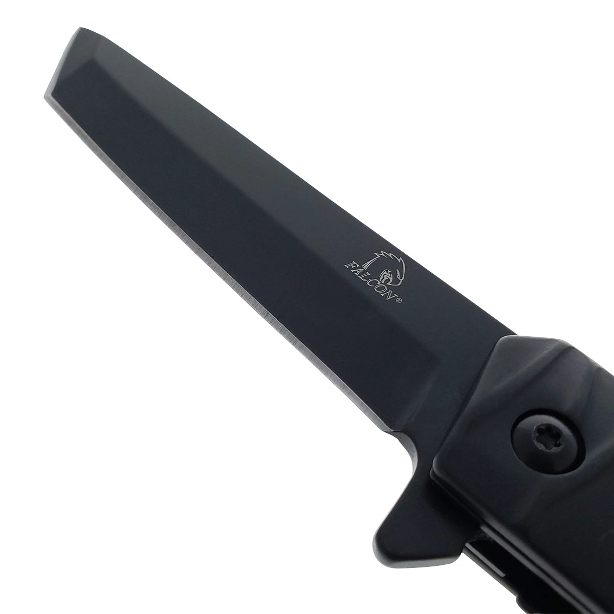 Pacific Solution Wholesale Tanto Pocket Knife with a sleek black blade and ergonomic handle