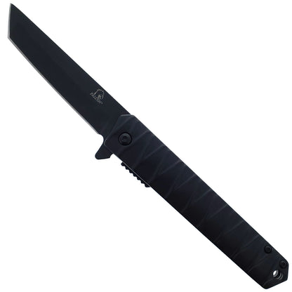 Pacific Solution Wholesale Tanto Pocket Knife with Spring Assisted Opening and Black Handle