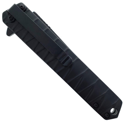 Pacific Solution Wholesale Tanto Pocket Knife with a sleek black handle and clip for easy carrying