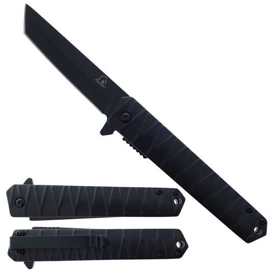 Pacific Solution Wholesale Tanto Pocket Knife with spring-assisted opening and textured grip handle