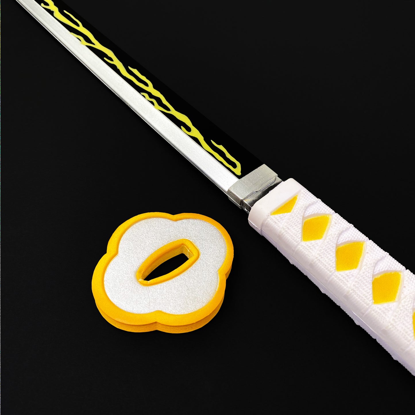 Yellow Demon Foam Sword with a detailed blade design and a textured handle for safe play