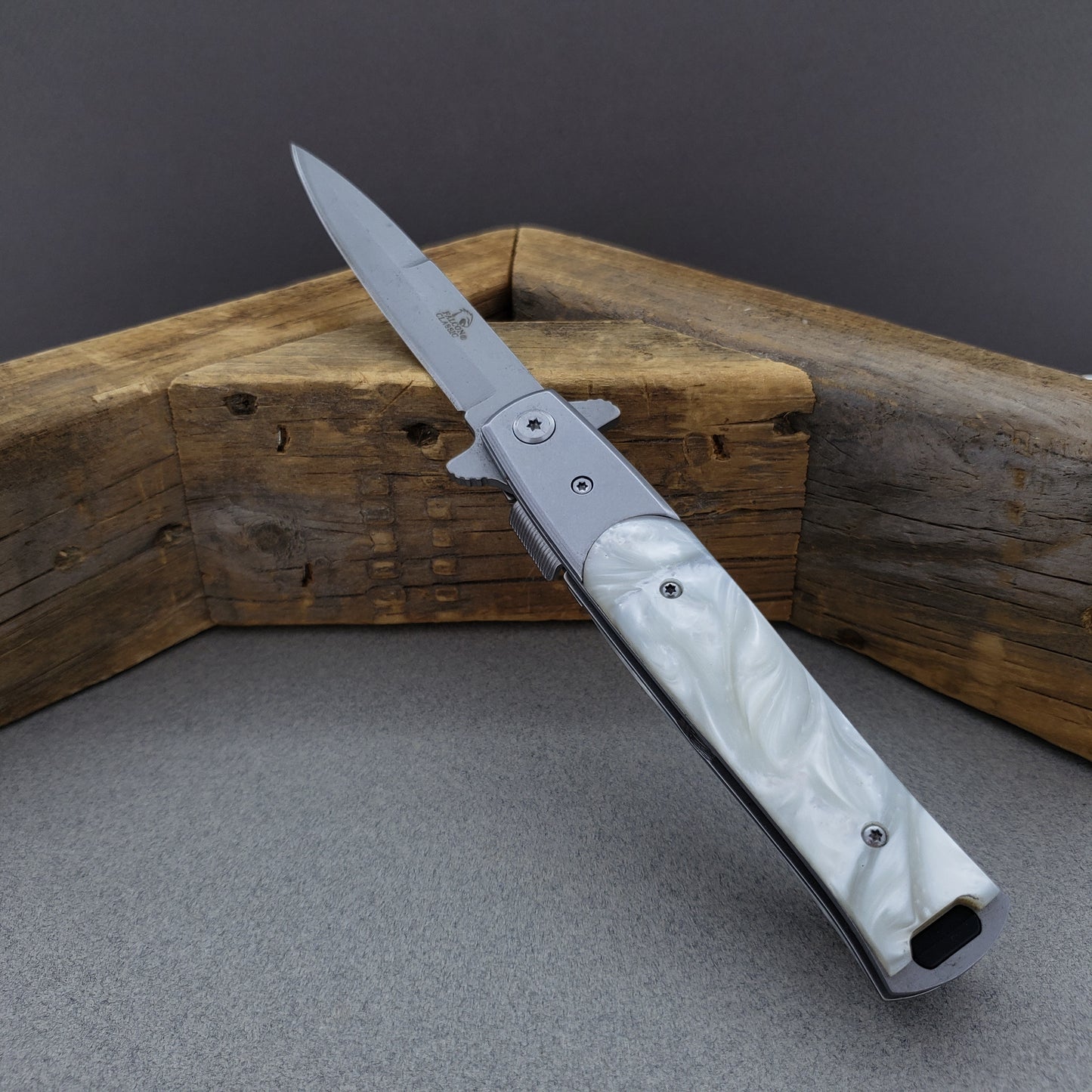 Falcon 8 3/4" White Spring Assisted Knife