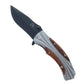 Falcon 8" Overall Metal and Wood Handle Spring Assisted Knife