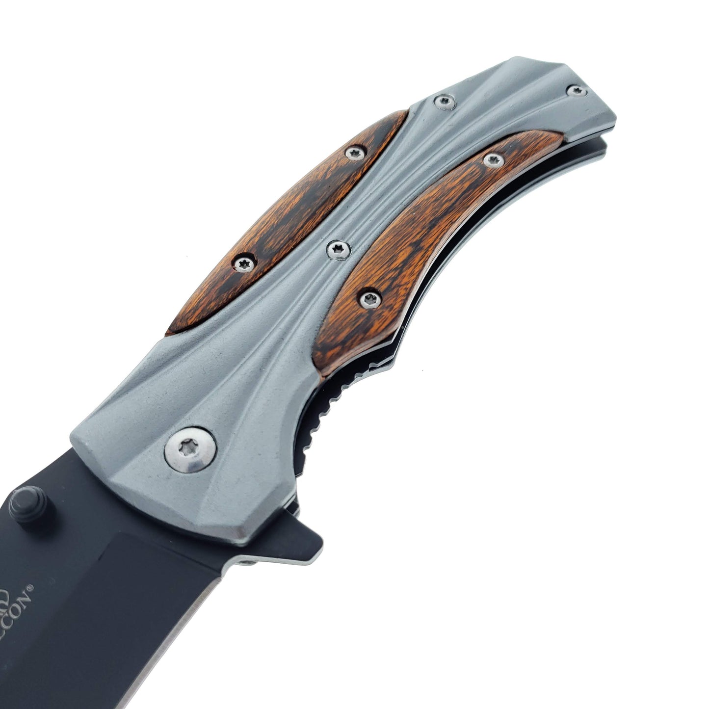 Falcon 8" Overall Metal and Wood Handle Spring Assisted Knife