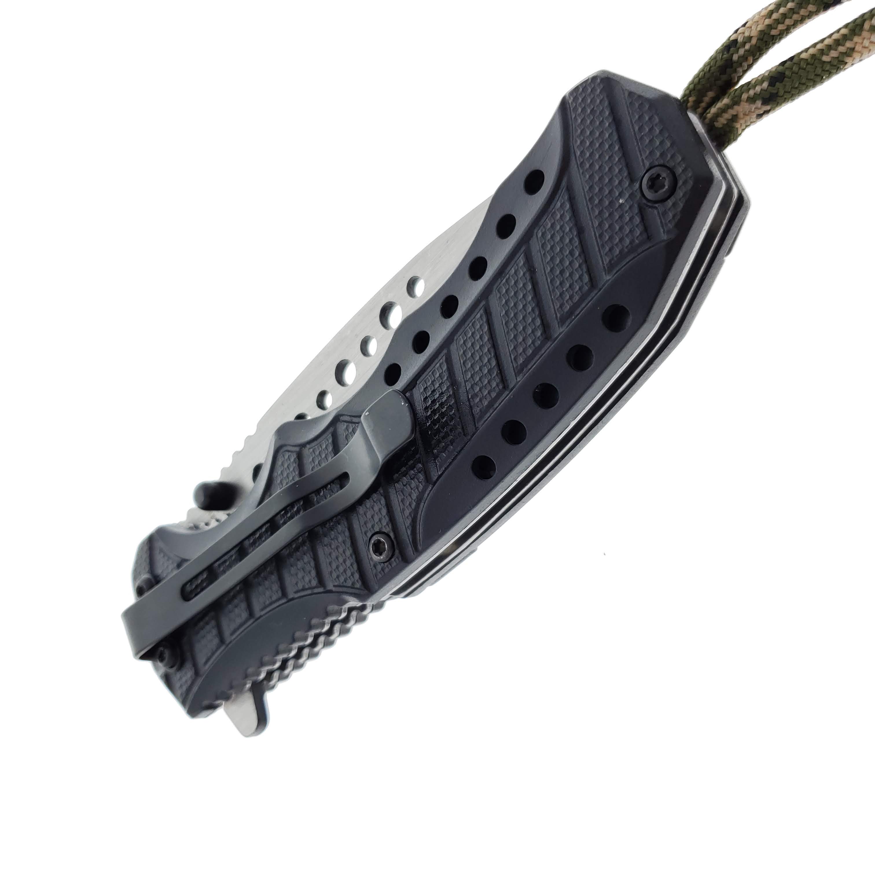 Falcon 8" Spring Assisted Knife Red Thunder Handle w/ paracord