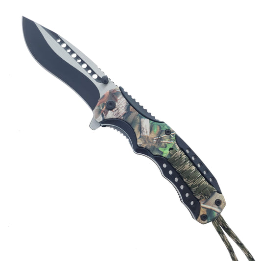 Falcon 8" Spring Assisted Knife Camo Handle w/ paracord