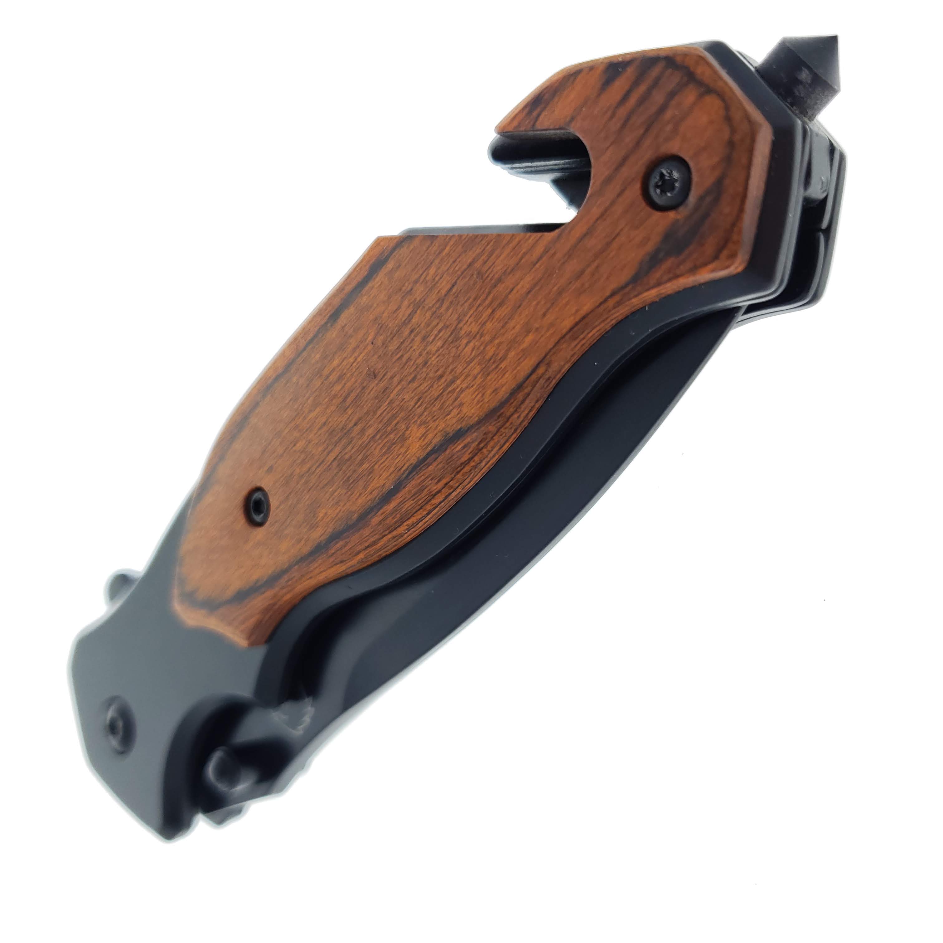 Falcon 8" Metal and Wood handle Spring Assisted Knife