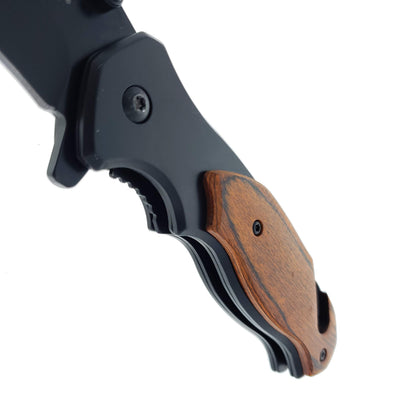 Falcon 8" Metal and Wood handle Spring Assisted Knife