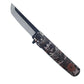 8.5" Tanto Blade Spring Assisted Pocket Knife Dark Samurai Design