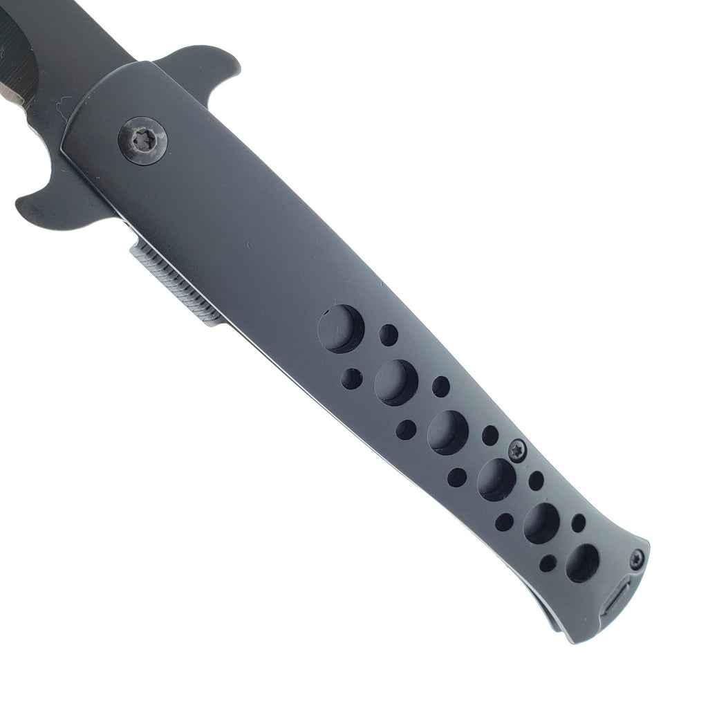Falcon 9" Overall Metal Spring Assisted Knife With Black Coating