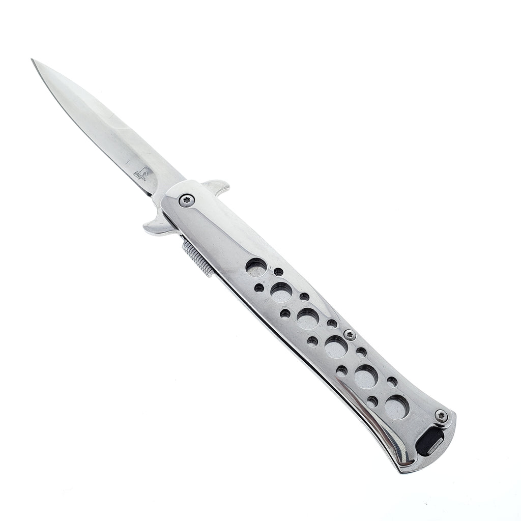 Falcon 9" Overall Metal Spring Assisted Knife With Black Coating