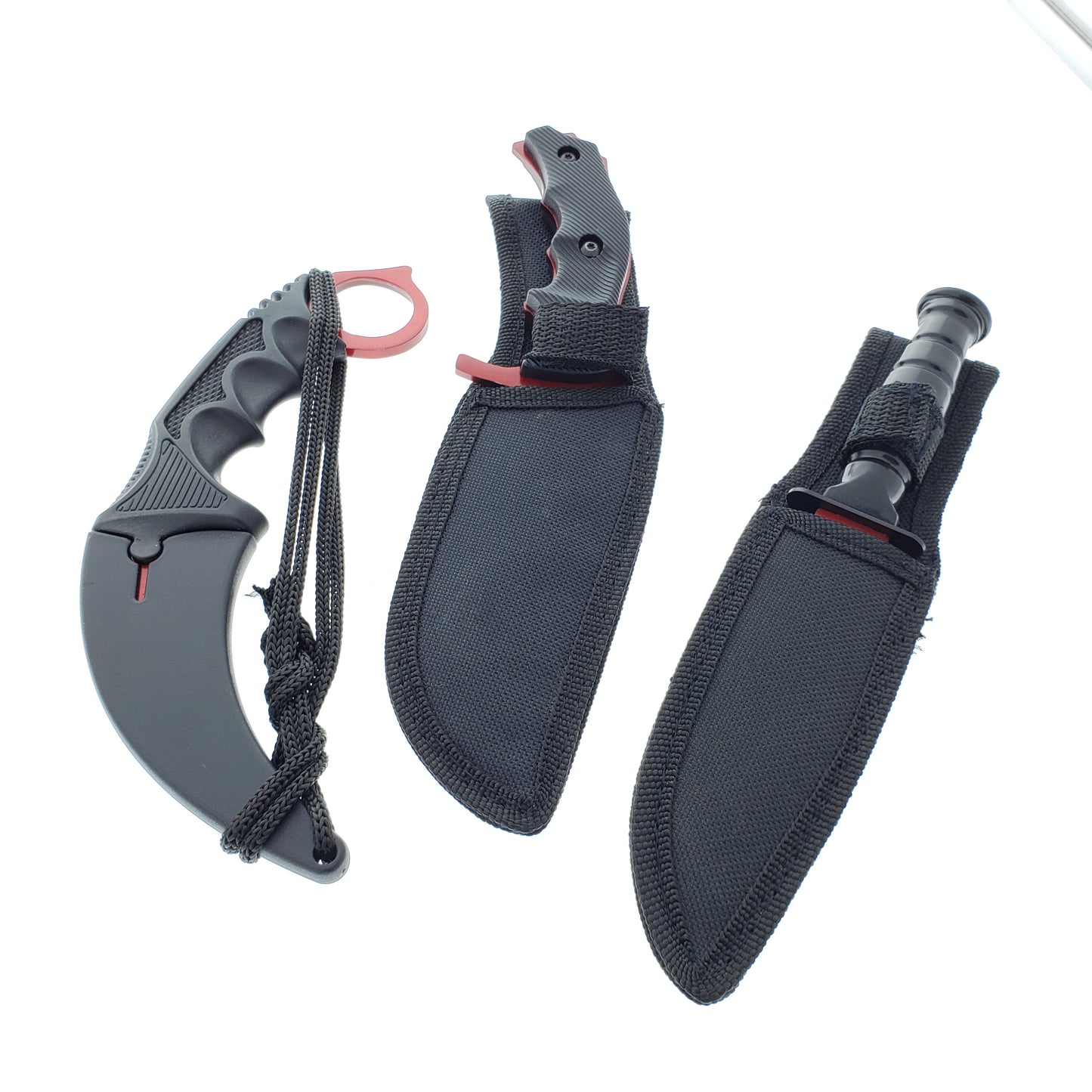 Falcon 3 PCS Red Set. Tactical Knives & Karambit