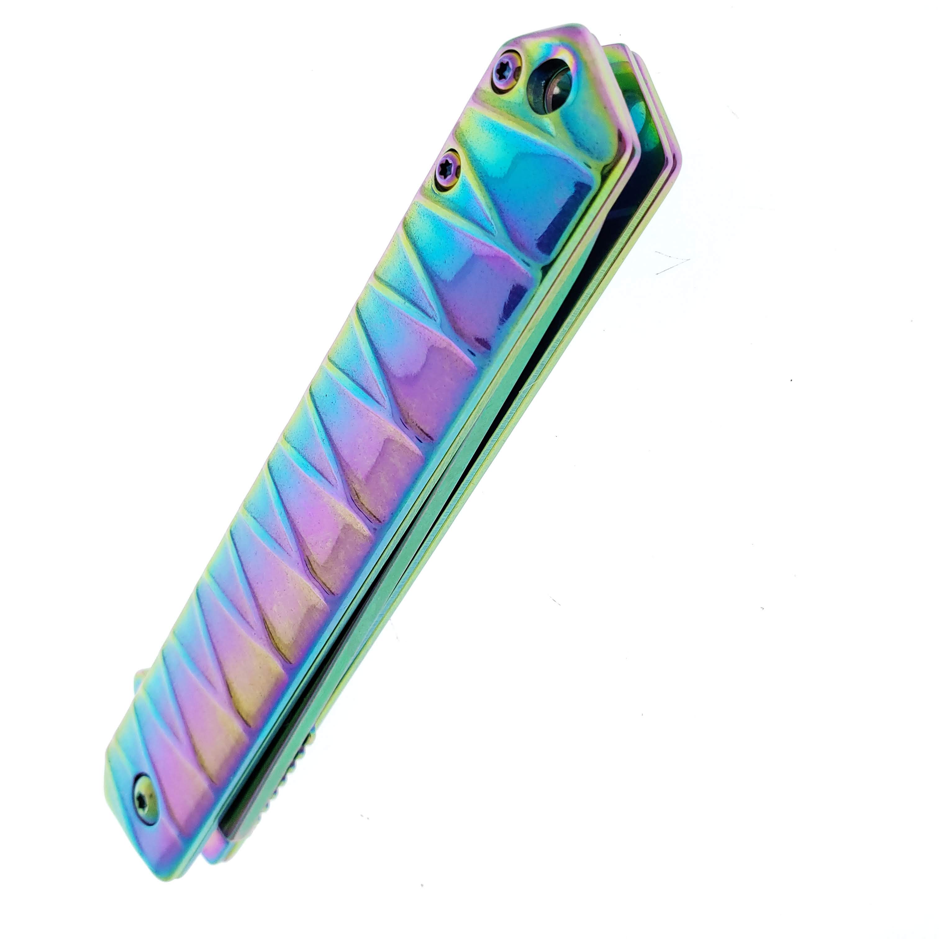 Falcon 7.75" Rainbow Tanto Blade Folding Knife