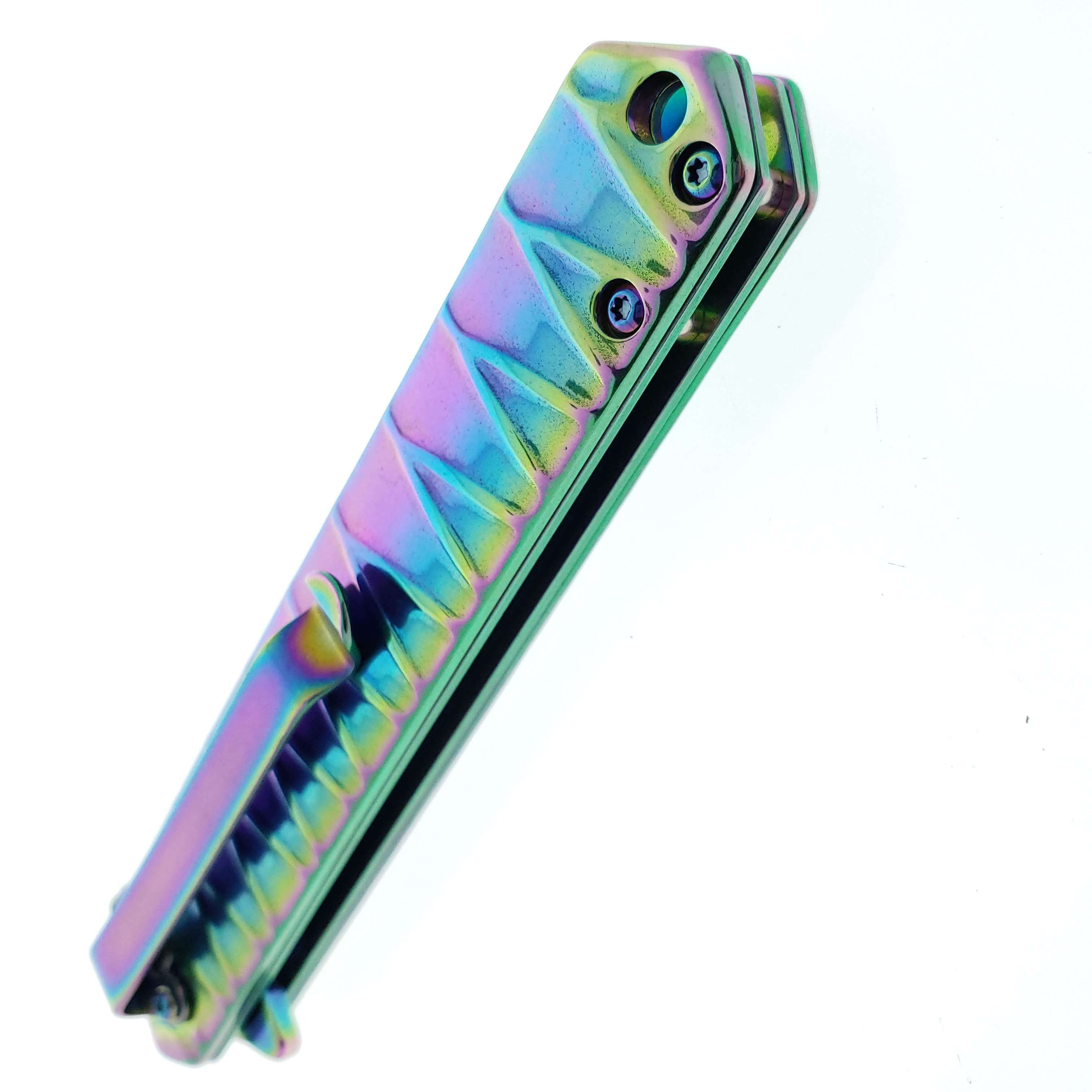 Falcon 7.75" Rainbow Tanto Blade Folding Knife