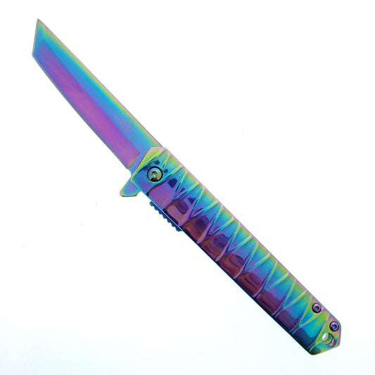 Falcon 7.75" Rainbow Tanto Blade Folding Knife