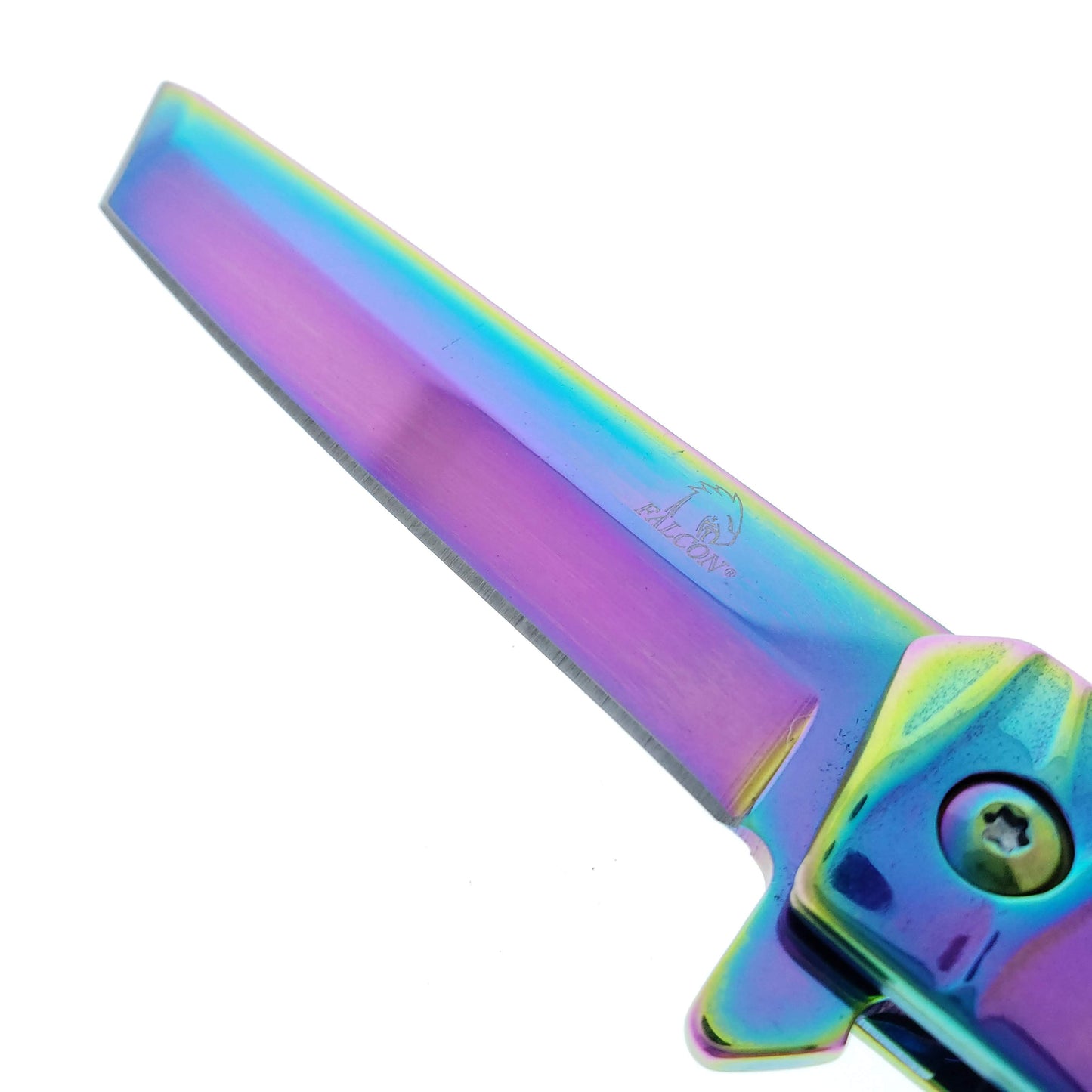 Falcon 7.75" Rainbow Tanto Blade Folding Knife