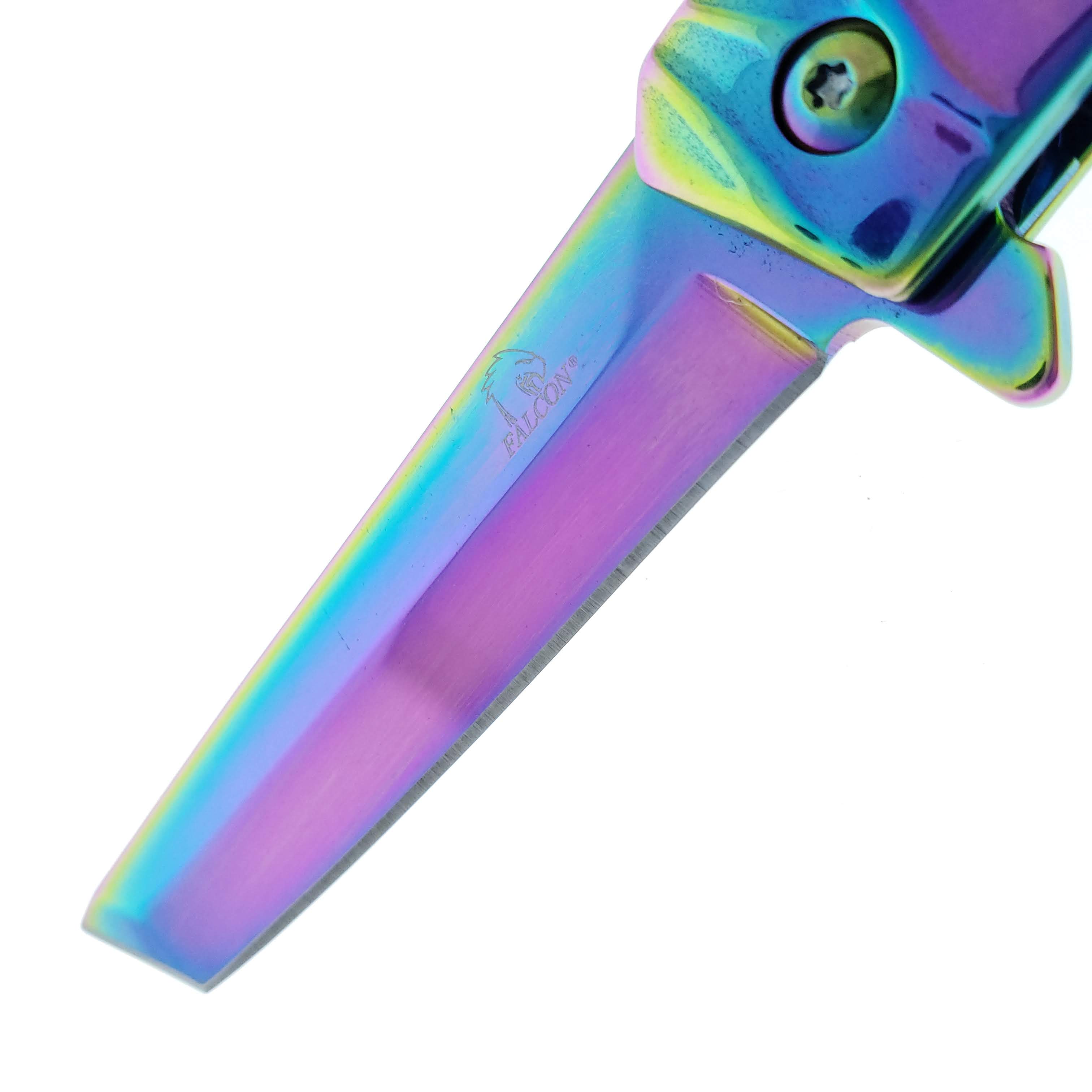 Falcon 7.75" Rainbow Tanto Blade Folding Knife