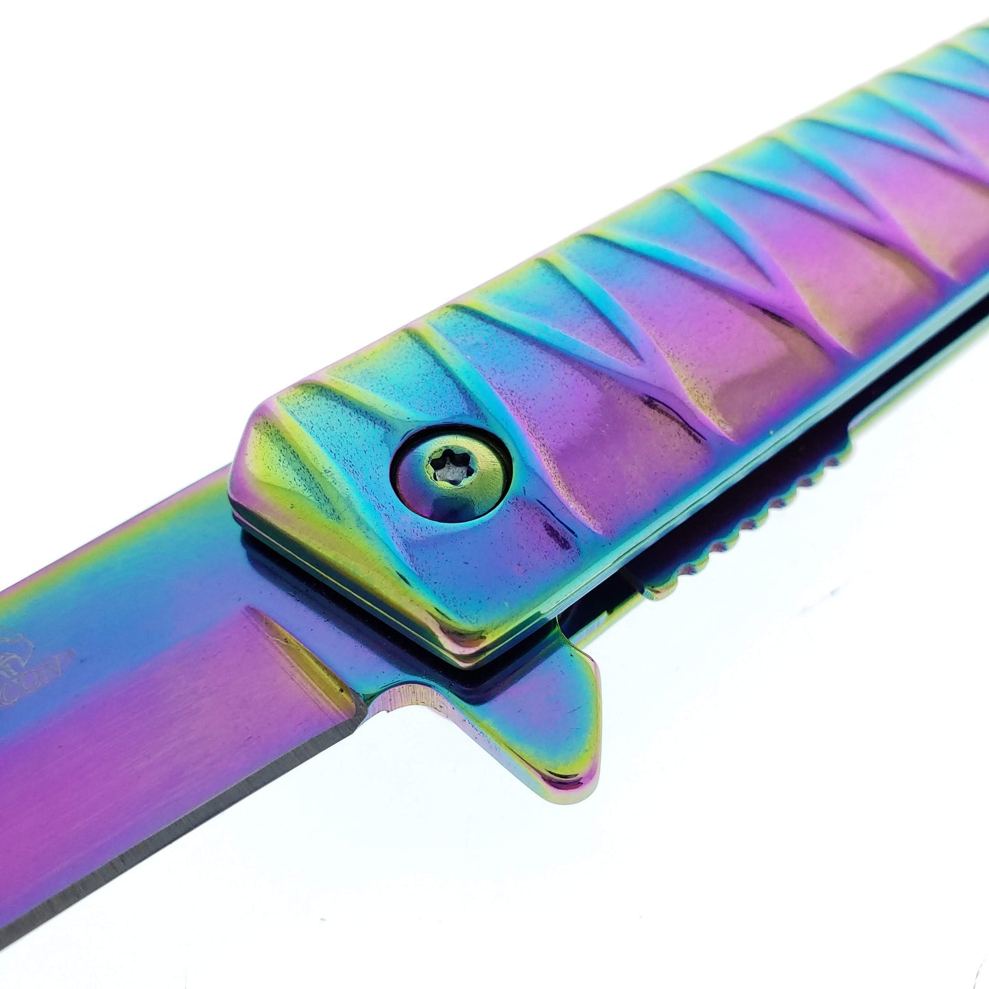 Falcon 7.75" Rainbow Tanto Blade Folding Knife