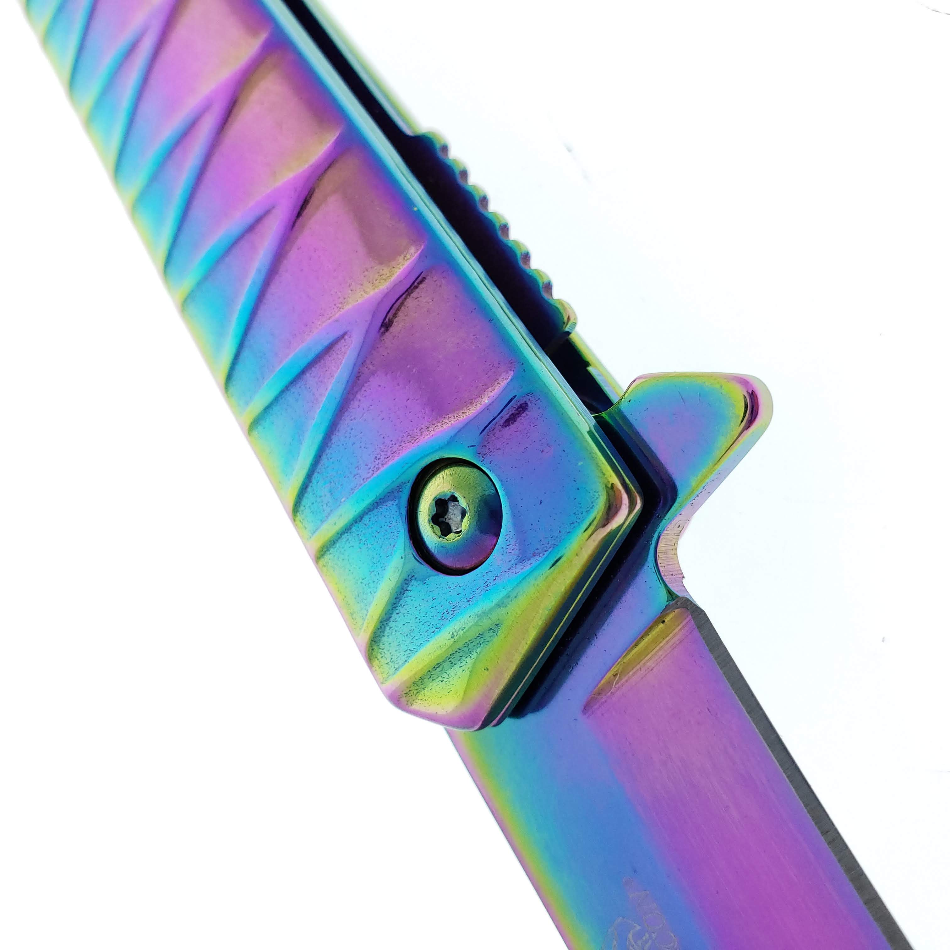 Falcon 7.75" Rainbow Tanto Blade Folding Knife