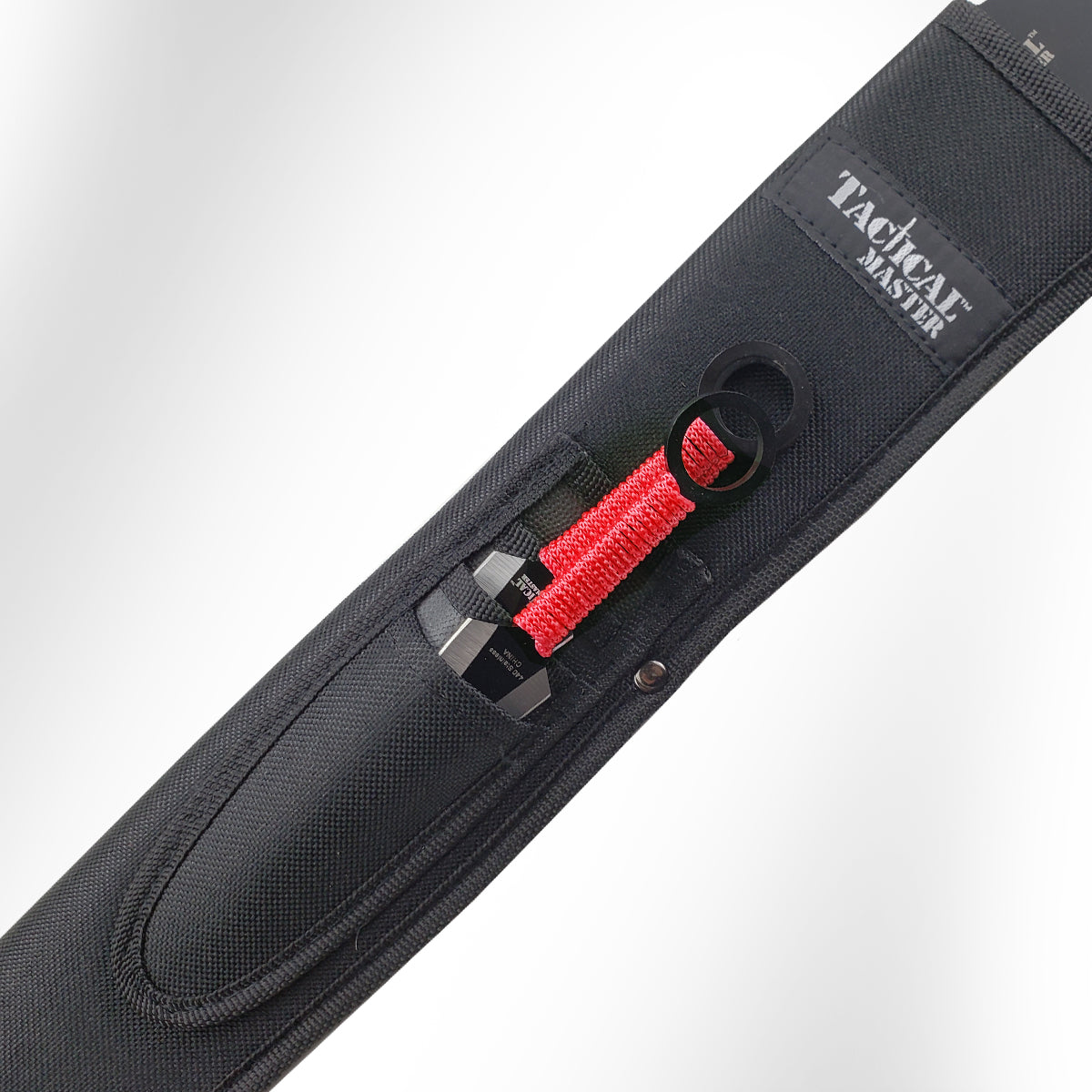 28" Red Machete w 3 Throwing Knives