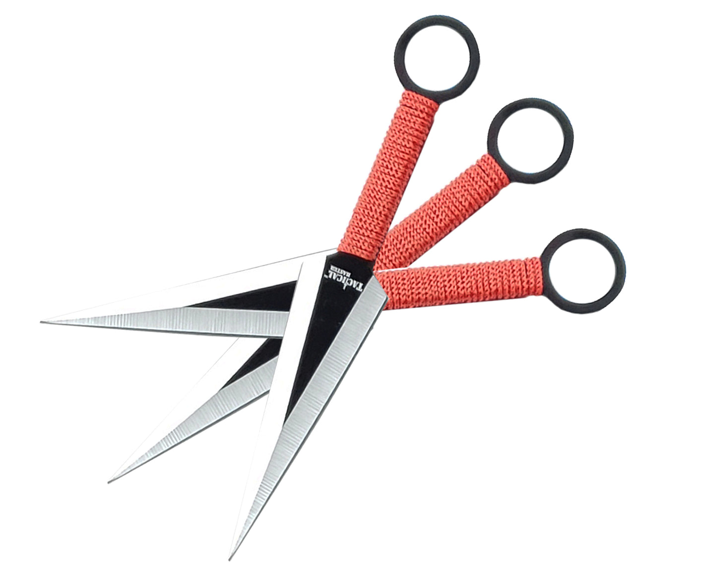 28" Red Machete w 3 Throwing Knives