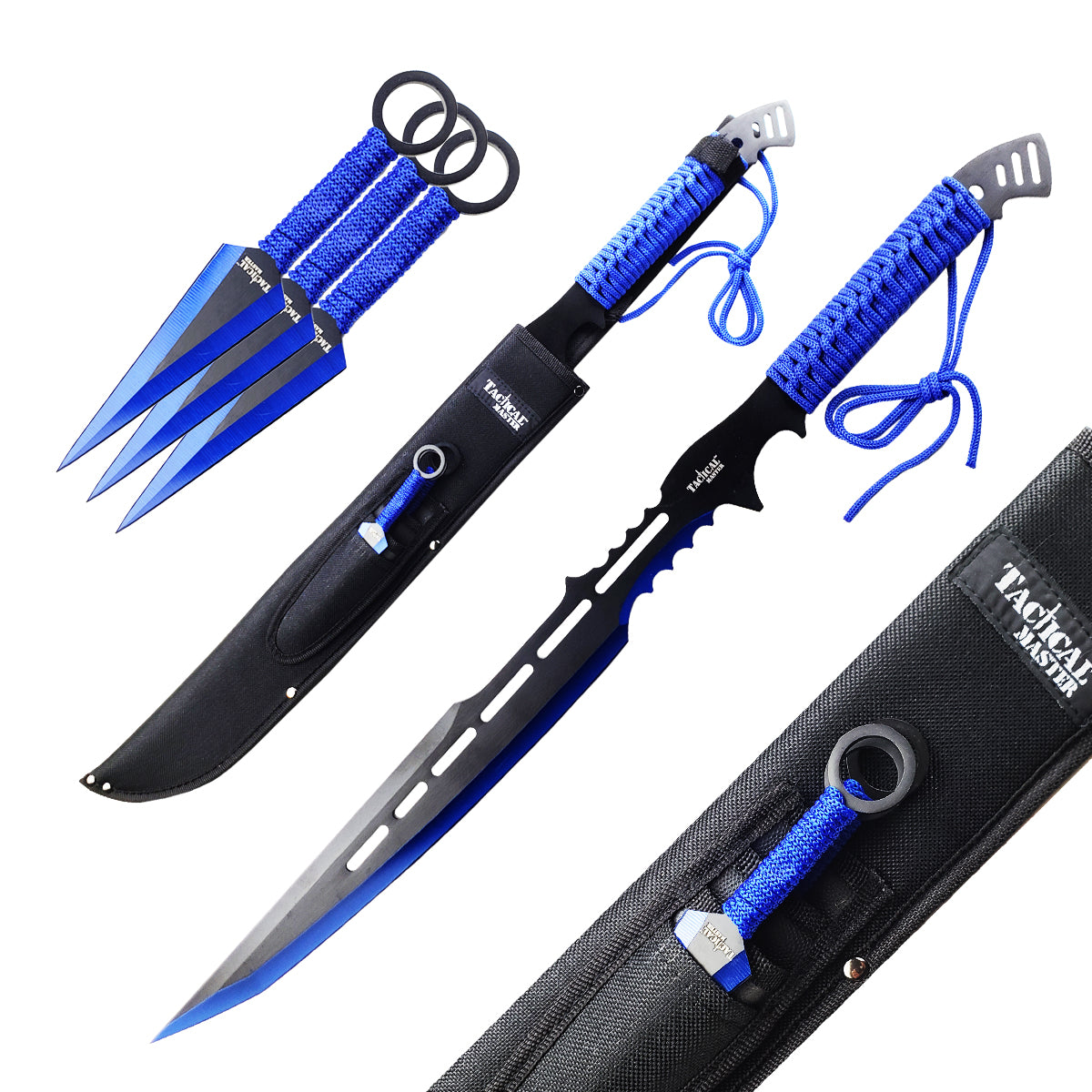 27" Machete With 3 PCS Throwing Knives Set