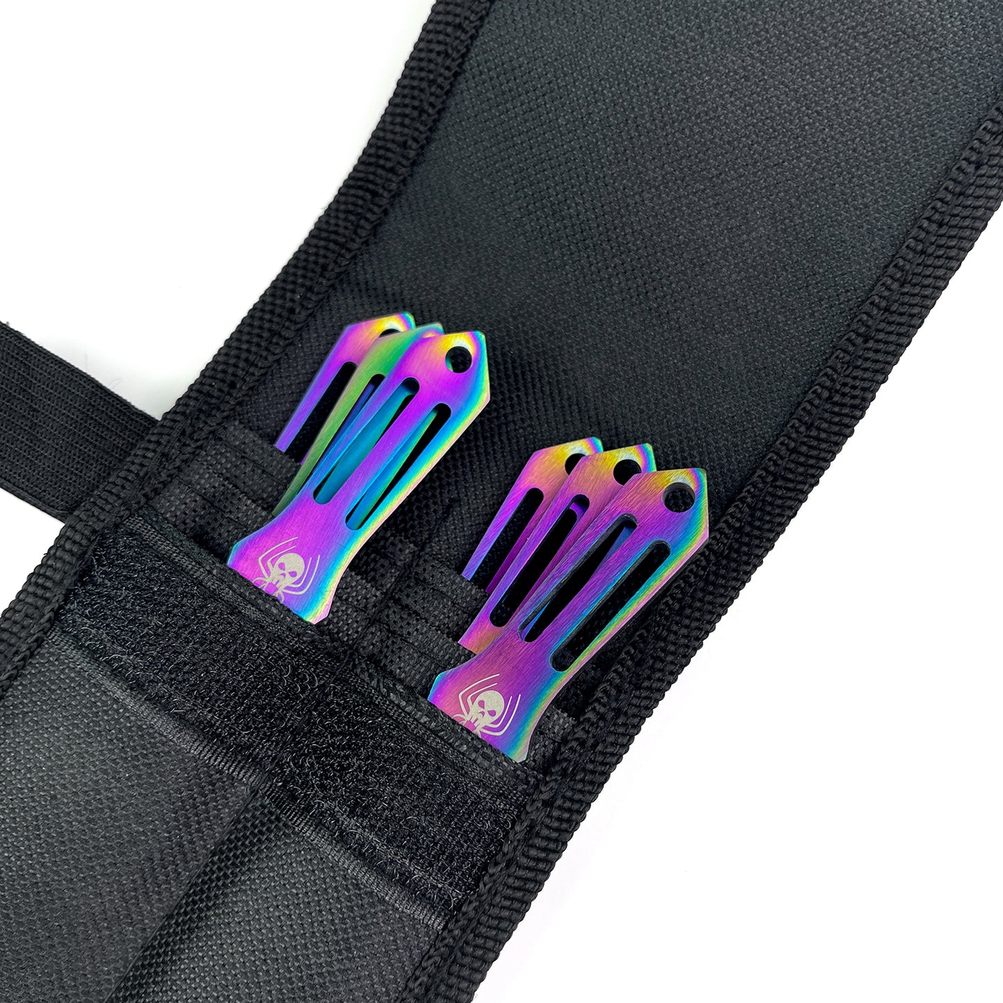 6 PCS 5 1/2" Spider Skull Throwing Knife Set - Rainbow