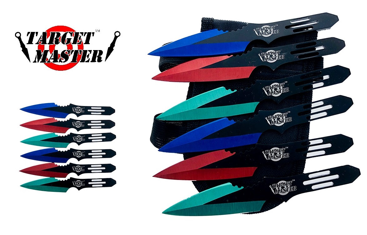 Target Master 5.5" Overall 6 PC Multi Color Throwing knife Set