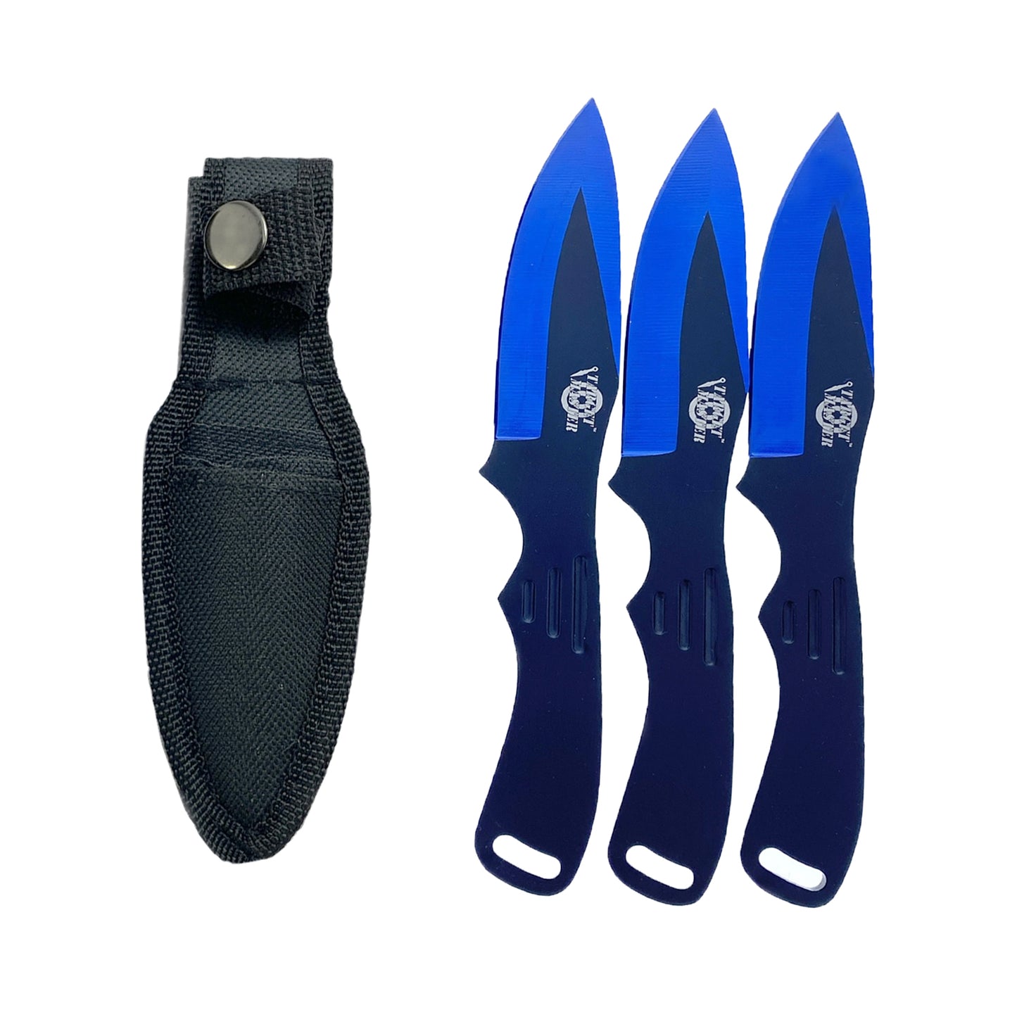 6" Overall 3 PC Blue Throwing Knife Se w/ Nylon Sheath Included