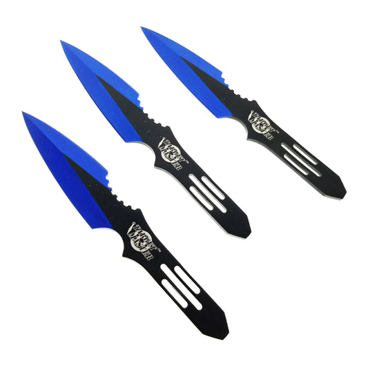 Wholesale Throwing Knives for Retailers -  3Pcs Blue Knives Set