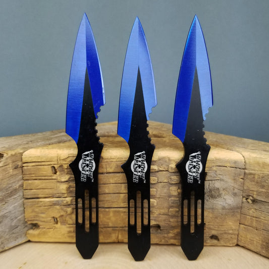 5.5", 3 Pcs Throwing Knives Blue Set