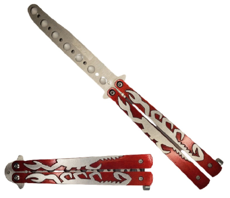 8 1/2" Red Scorpion Butterfly Training Knife