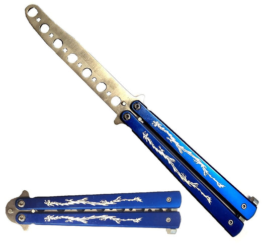 8 1/2" Blue Butterfly Training Knife