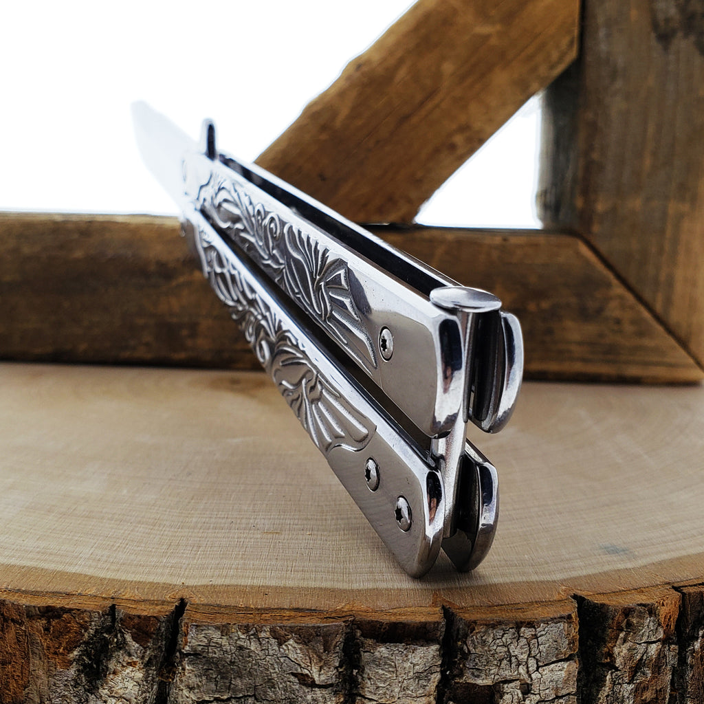 4" Chrome Blade w/ 5.25" Chrome Handle Practice Butterfly