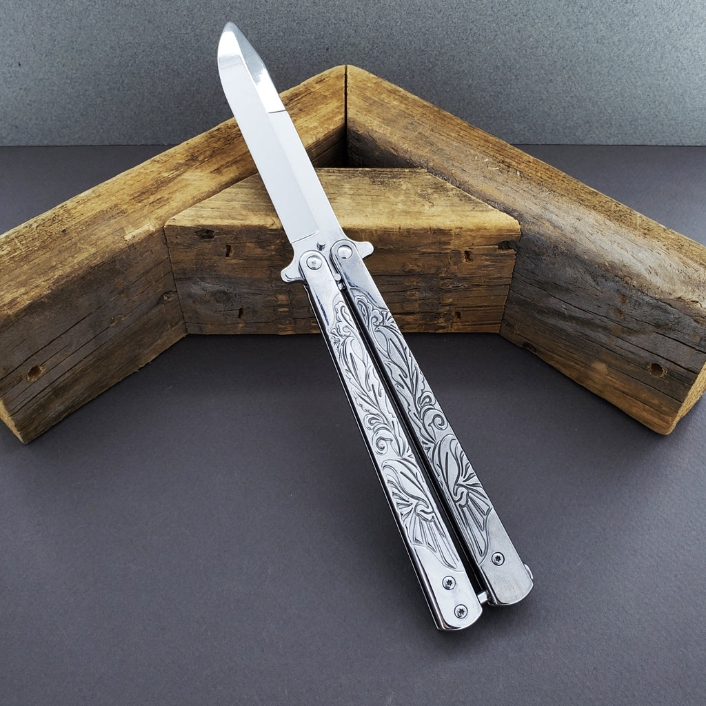 4" Chrome Blade w/ 5.25" Chrome Handle Practice Butterfly