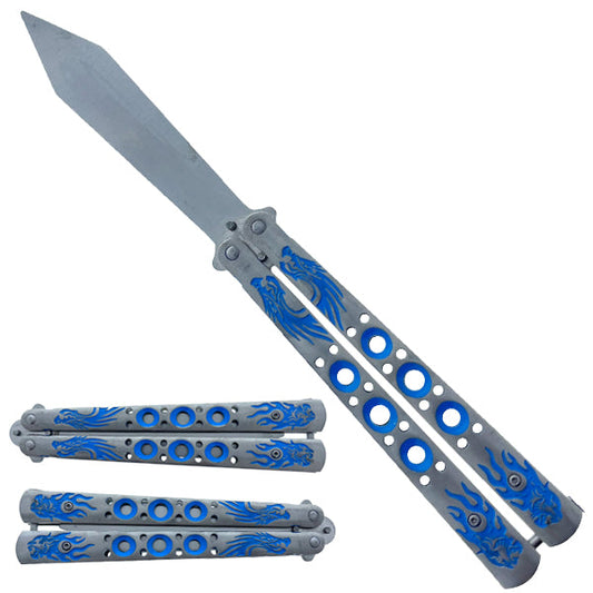 11" Overall Practice Butterfly Knife Blue Dragon