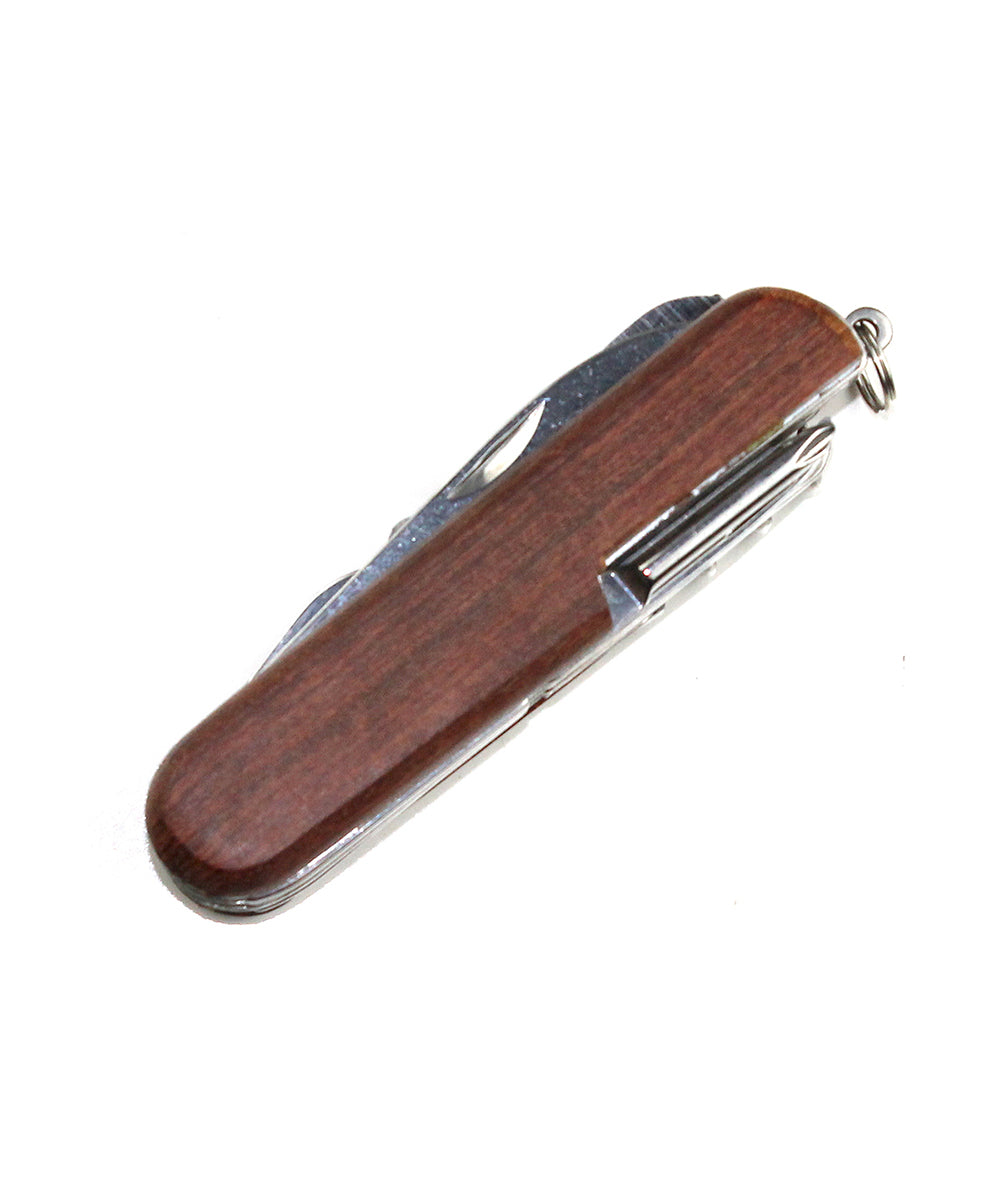 Stainless Silver Blade Folding Knife with dark wood handle