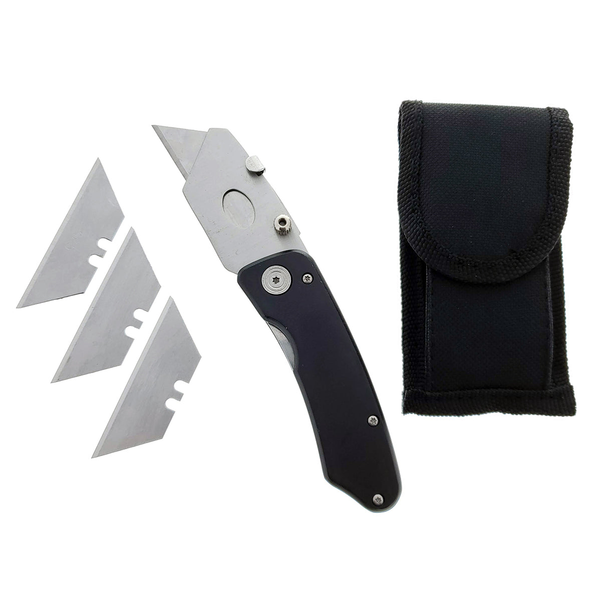 Utility Knife Box Cutter - 2" Blade w/ 2.25" Black Handle.