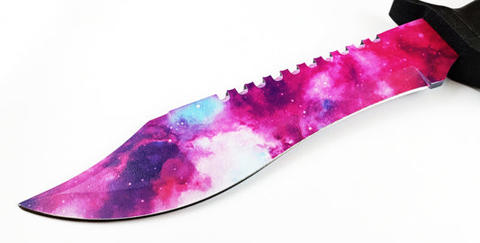 12" Tactical Knife With Purple Galaxy Blade