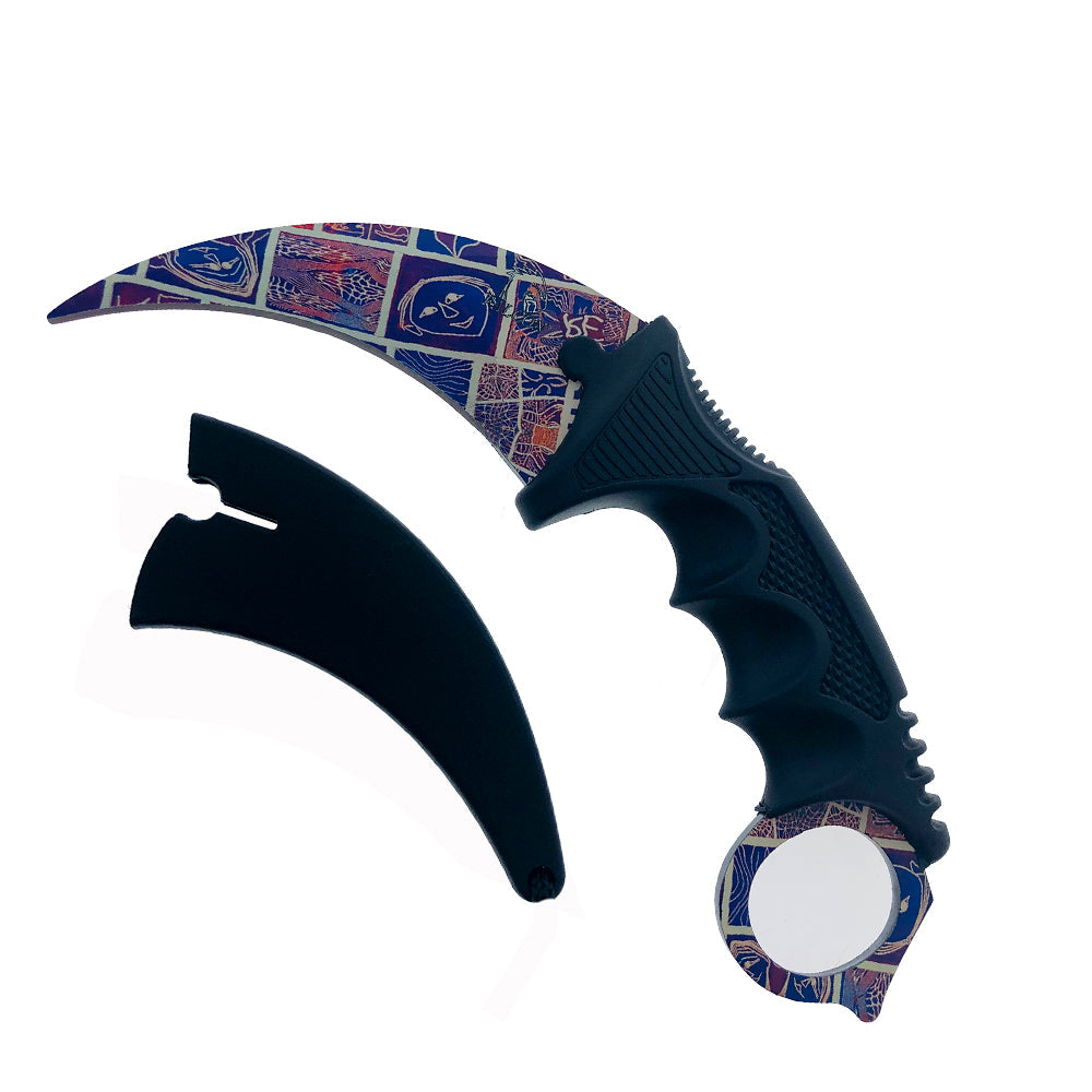 Falcon 7 1/2" Red & Blue Necklace Knife (Karambit)