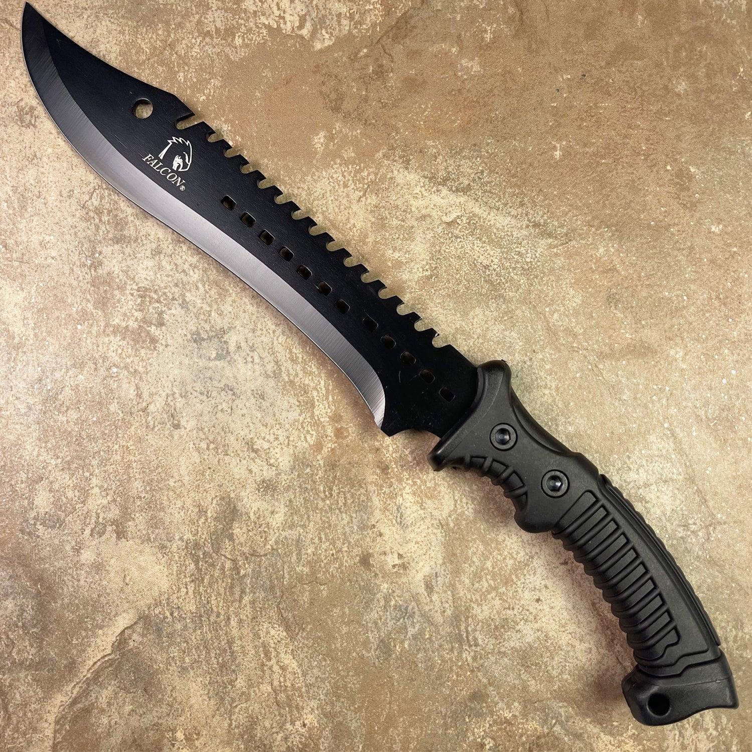 Falcon 5 Pieces Black Set Hunting Set (Machete, Karambit, Throwing Knives.)